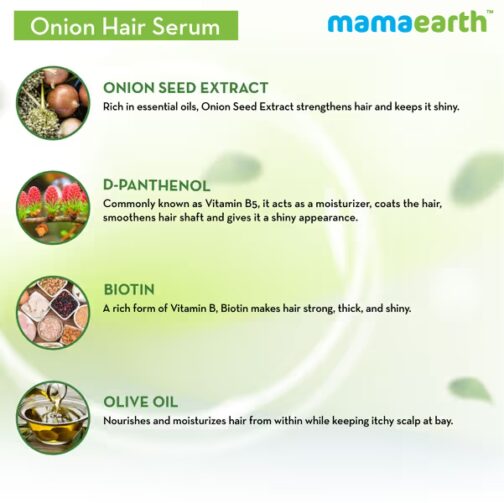 mamaearth Onion Hair Serum with Onion and Biotin for Strong, Frizz-Free Hair - 100 ml - Image 5