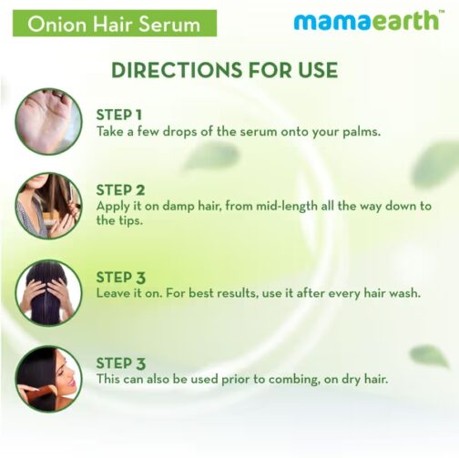 mamaearth Onion Hair Serum with Onion and Biotin for Strong, Frizz-Free Hair - 100 ml - Image 3