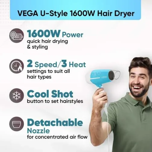 U-Style 1600 Watts Hair Dryer - VHDH-32 - Image 3