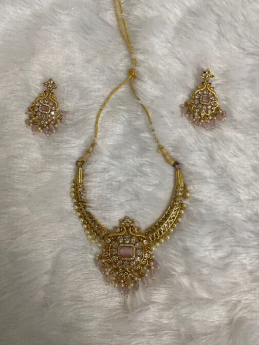 Traditional Gold-Toned Necklace & Earring Set