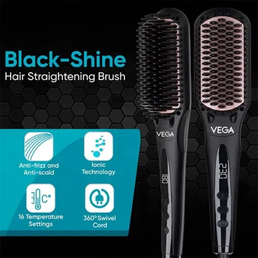 VEGA Black-Shine Hair Straightening Brush-VHSB-04 - Image 8