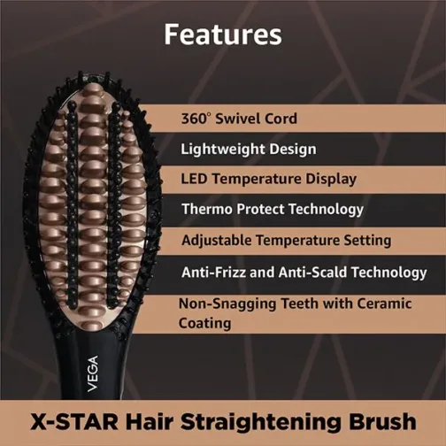 VEGA X-Star Hair Straightening Brush - VHSB-03 - Image 4