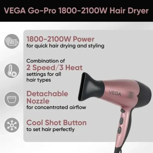 Vega Go-Pro 2100 Hair Dryer-VHDH-25 - Image 2