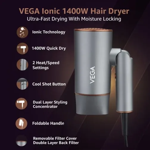 VEGA Ionic 1400 Watts Hair Dryer-VHDH-28 - Image 2