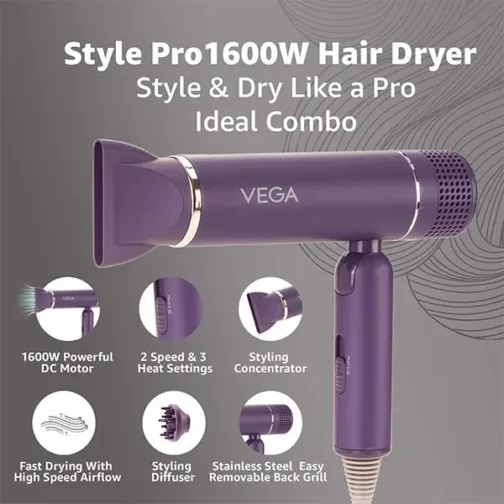 VEGA Style Pro 1600 Watts Hair Dryer-VHDH-30 - Image 2